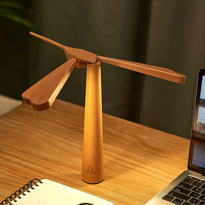 Gingko Natural Wooden LED Dragonfly Balance Desk Lamp