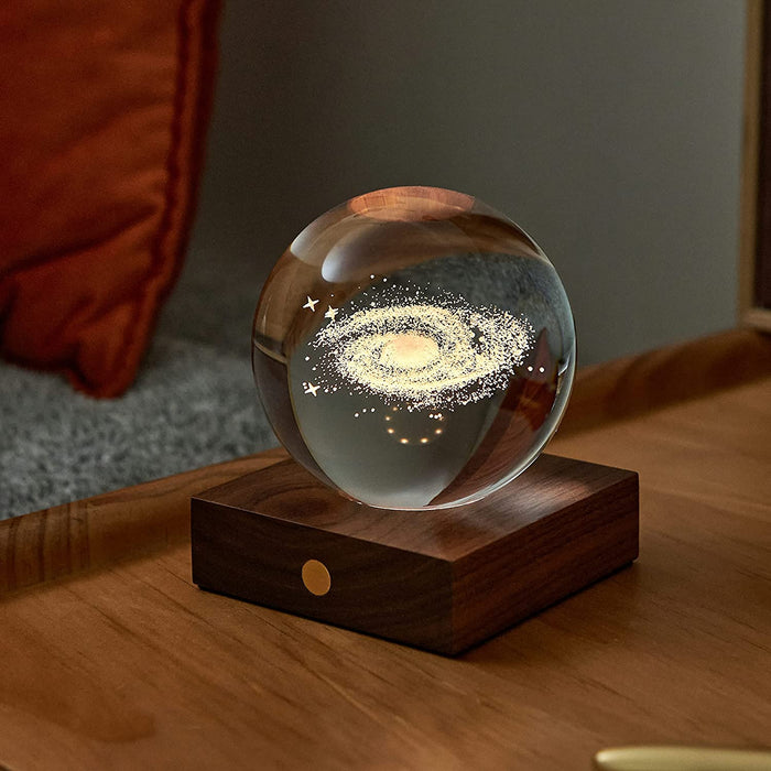 Gingko 3D Laser Art Amber Crystal Weighted Ball Light