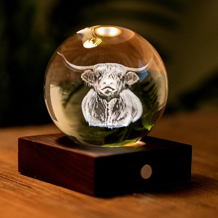 Gingko Wooden 3D Amber Crystal Weighted Ball LED Light
