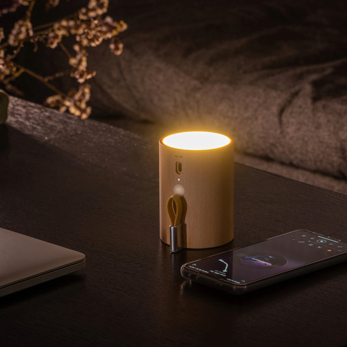 Gingko Natural Wood Drum LED Light Bluetooth Speaker