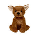 Brown plush fox toy on a white background