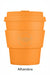 Orange reusable coffee cup with 'ecoffee cup' logo on a white background
