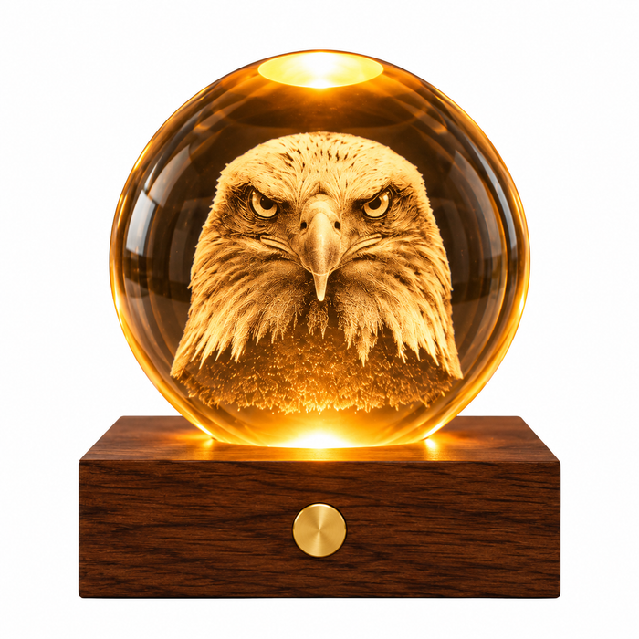 Gingko Wooden 3D Amber Crystal Weighted Ball LED Light