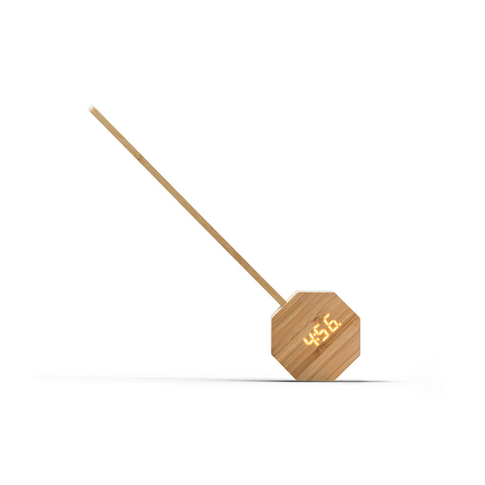 Gingko Octagon One Plus Natural Wood Alarm Clock & LED Desk Lamp