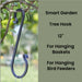Smart Garden Tree Hook for hanging baskets and bird feeders with a blurred garden background.