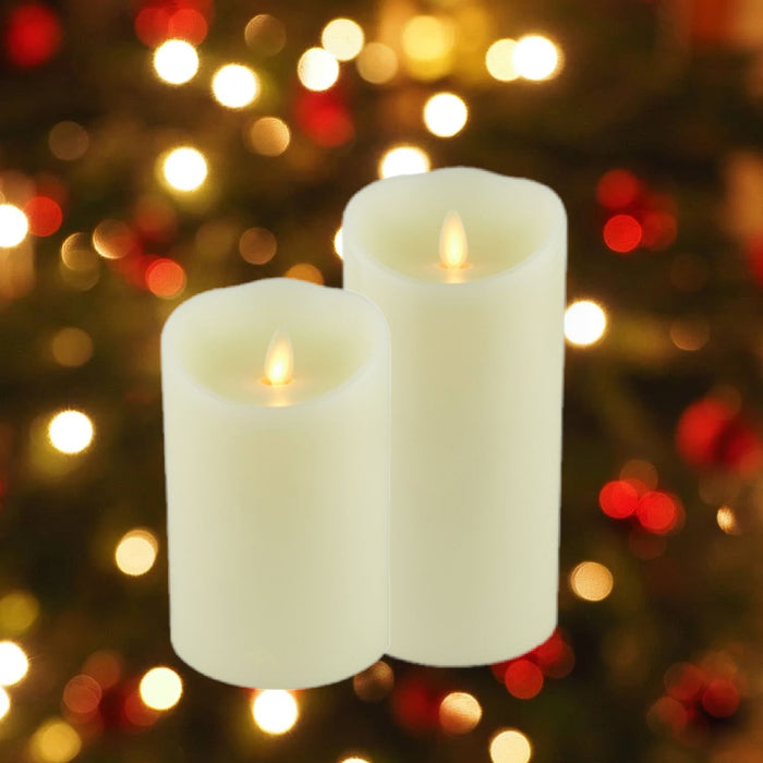 LED Flameless Battery Powered Unscented Wax Covered Pillar Candles Wax