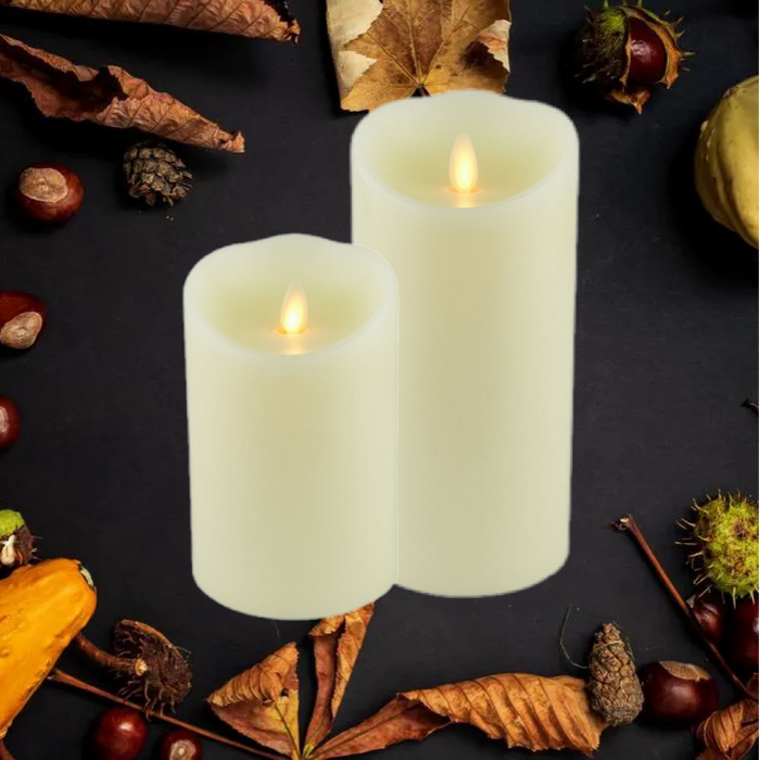 LED Flameless Battery Powered Unscented Wax Covered Pillar Candles Wax