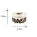 Round decorative box with floral pattern and measurements on a white background
