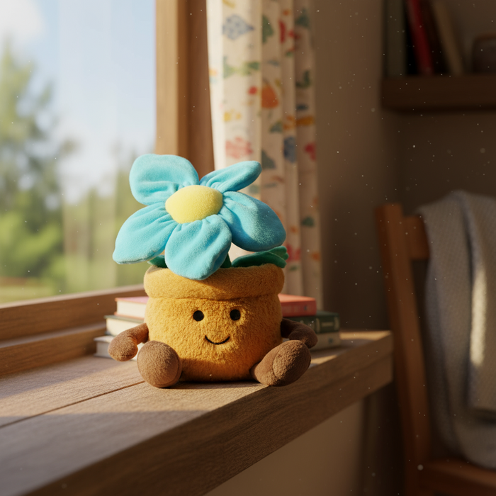 Warmies Blue Flower Pot Microwavable Lavender Scented Soft Toy