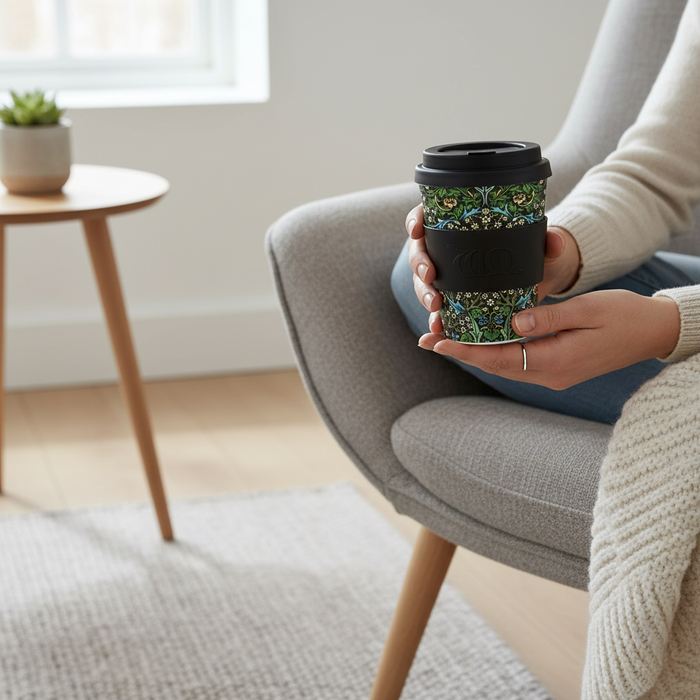 Ecoffee Cup William Morris Blackthorn Plant-Based Reusable Coffee Cup 12oz