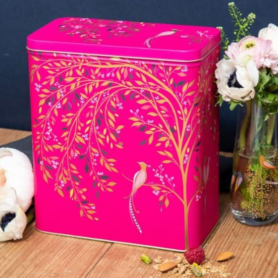 Sara Miller Chelsea Birds Pink Larder Pantry Container Kitchen Storage Tin