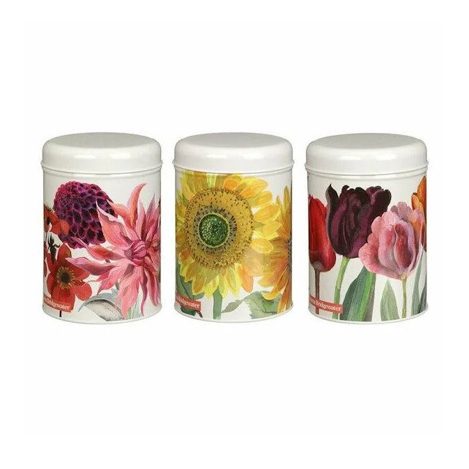 Emma Bridgewater Flowers Floral Set Of 3 Round Tea, Coffee Canisters