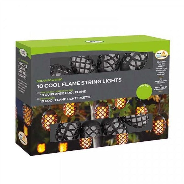 Smart Garden flame string lights in packaging.