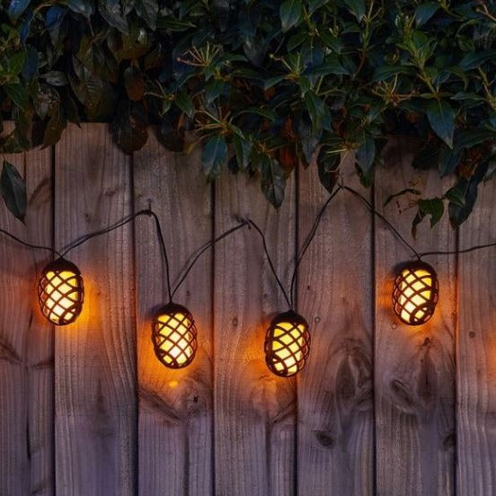 Smart Garden Solar Power Cool Flame String Lights Black (10 Bulbs)