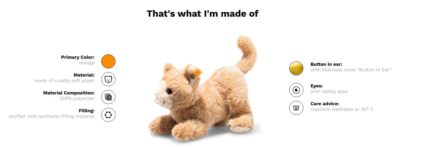 Steiff Cassie Kitten Soft Toy 26cm