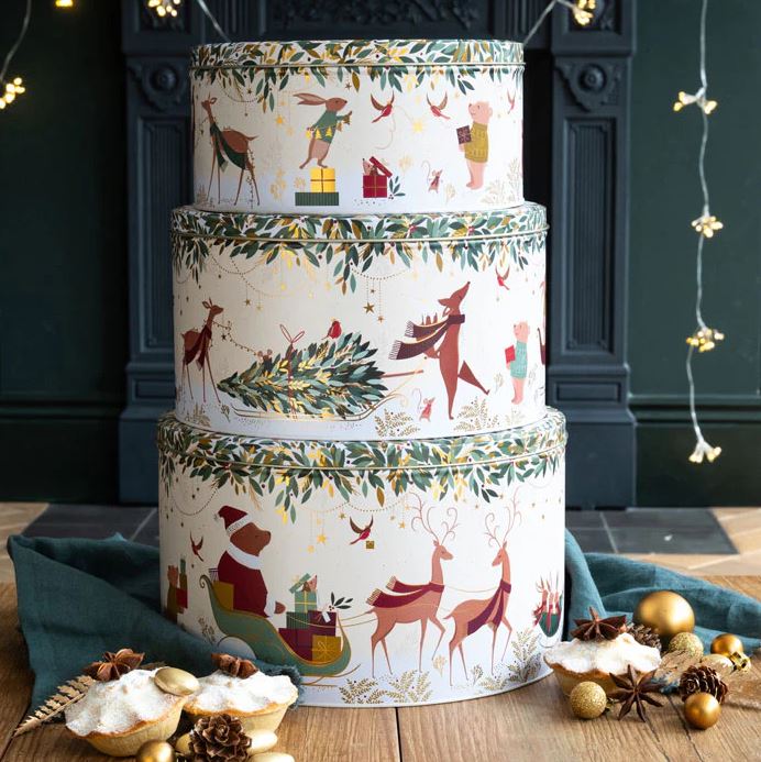 Sara Miller Woodland Bears Set Of Three Cake Tins