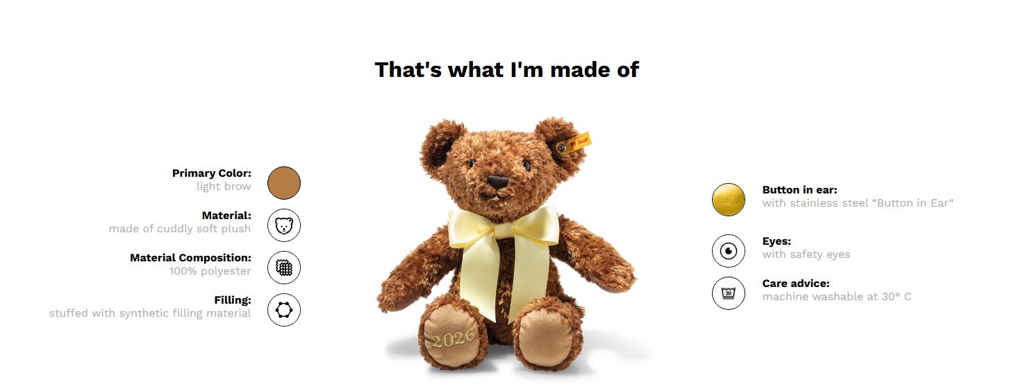 Steiff 2026 Annual Teddy Bear 34cm