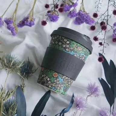 Ecoffee Cup William Morris Blackthorn Plant-Based Reusable Coffee Cup 12oz