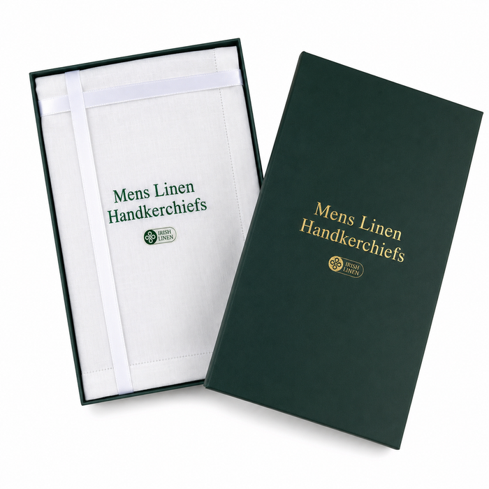 Spence Bryson Men's Plain White Genuine Irish 100% Linen Gift Boxed Handkerchiefs 3 Pack