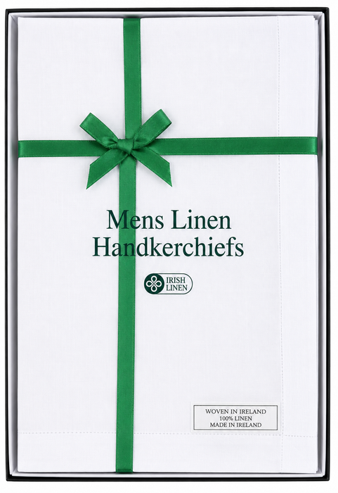 Spence Bryson Men's Plain White Genuine Irish 100% Linen Gift Boxed Handkerchiefs 3 Pack