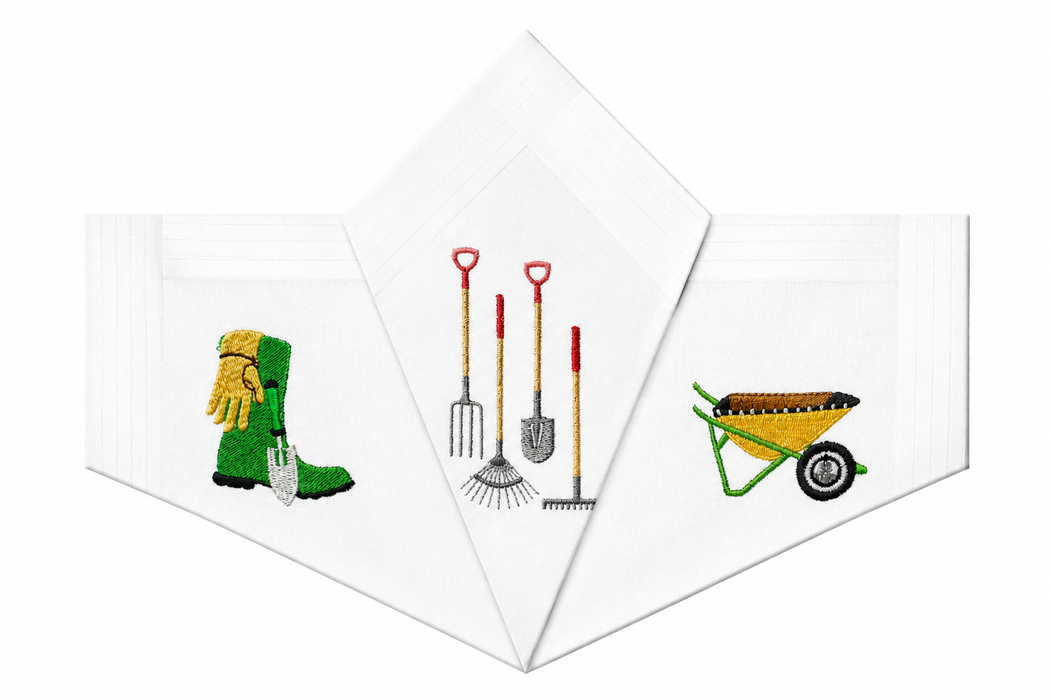 Warwick & Vance Gardening Embroidered 3 Pack Men's Handkerchief