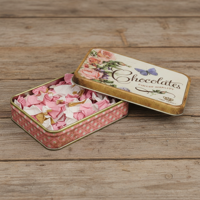 Nostalgia Vintage Finest Chocolates Rectangular Storage Tin