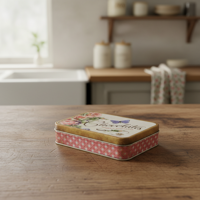 Nostalgia Vintage Finest Chocolates Rectangular Storage Tin
