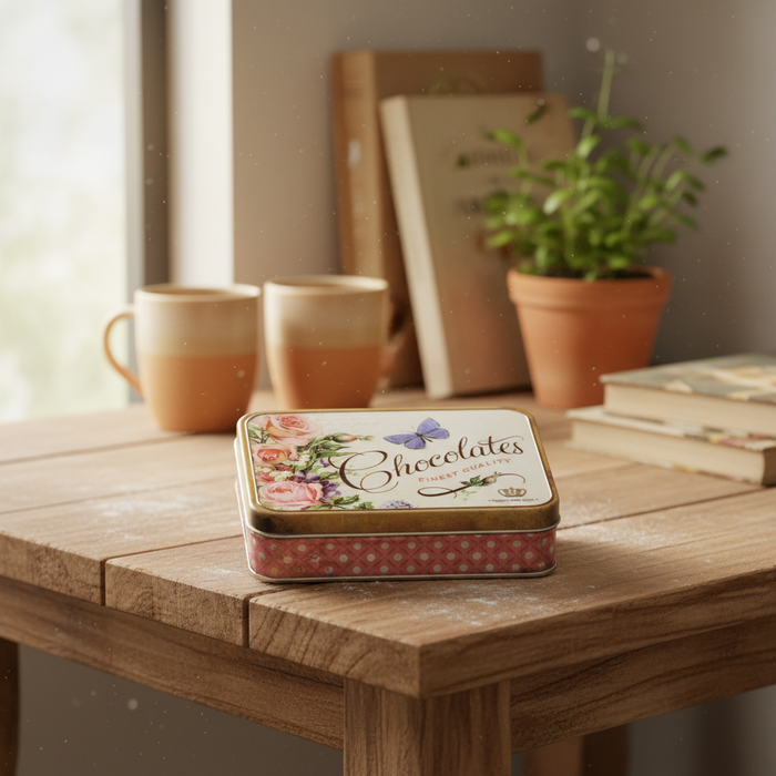 Nostalgia Vintage Finest Chocolates Rectangular Storage Tin