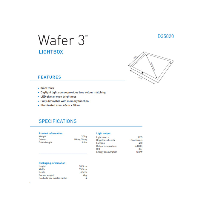 The Daylight Company Wafer 3 A2 LED Light Box