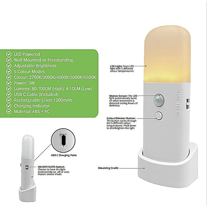 Xtralite Omni FlexiGlo LED Motion Sensor Rechargeable Light