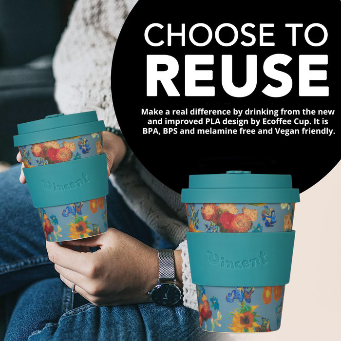 Ecoffee Cup Vincent Van Gogh Museum Flowers Reusable Travel Mug 12oz