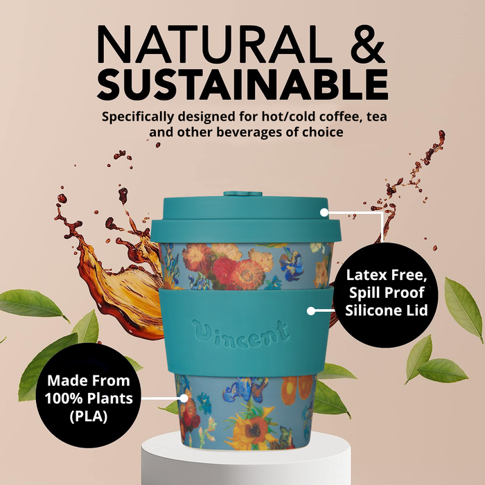 Ecoffee Cup Vincent Van Gogh Museum Flowers Reusable Travel Mug 12oz