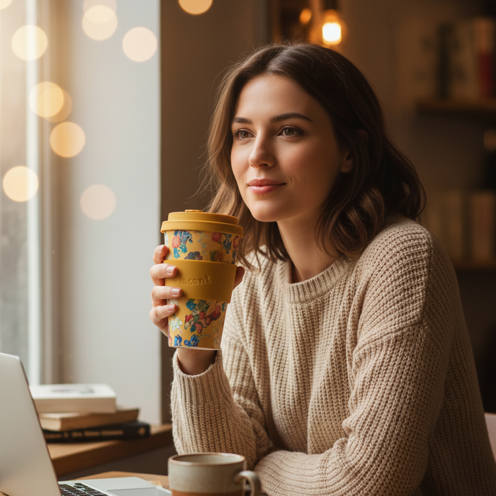 Ecoffee Cup Vincent Van Gogh Flowers 50th Anniversary Reusable Travel Mug 14oz