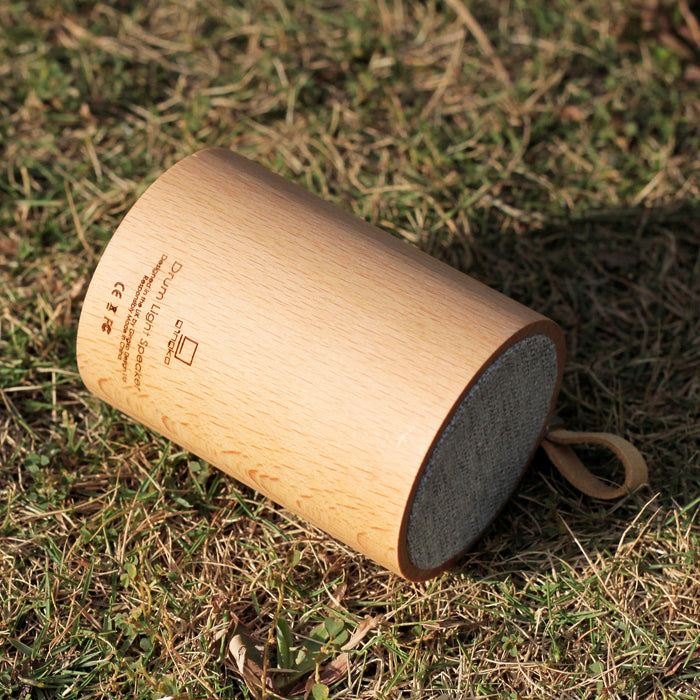 Gingko Natural Wood Drum LED Light Bluetooth Speaker