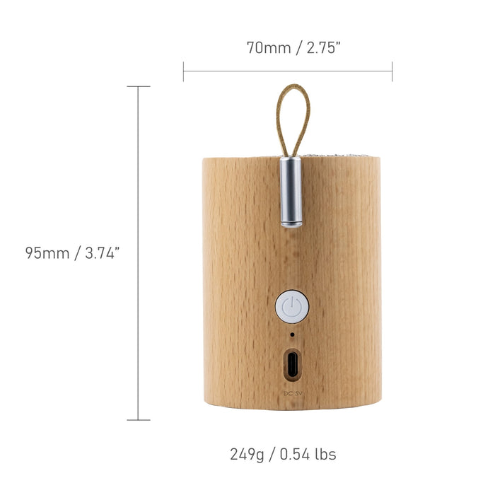 Gingko Natural Wood Drum LED Light Bluetooth Speaker