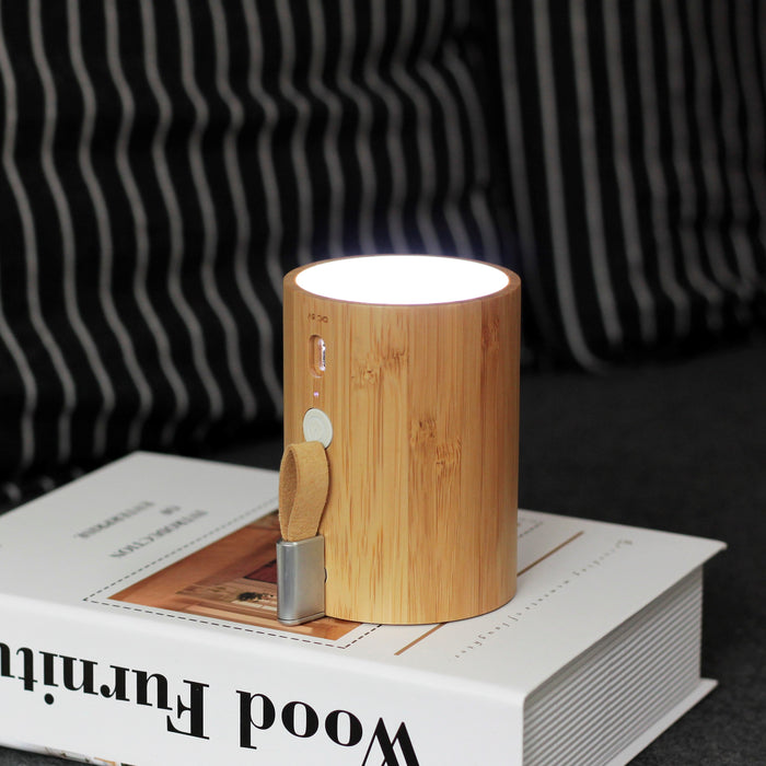 Gingko Natural Wood Drum LED Light Bluetooth Speaker