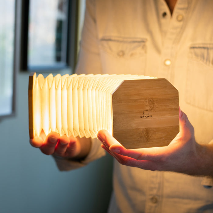 Gingko Smart LED Accordion Natural Wood Desk Lamp