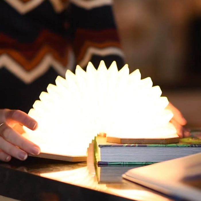 Gingko Smart LED Accordion Natural Wood Desk Lamp