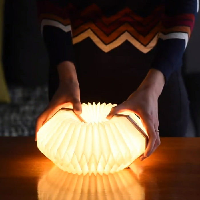 Gingko Smart LED Accordion Natural Wood Desk Lamp