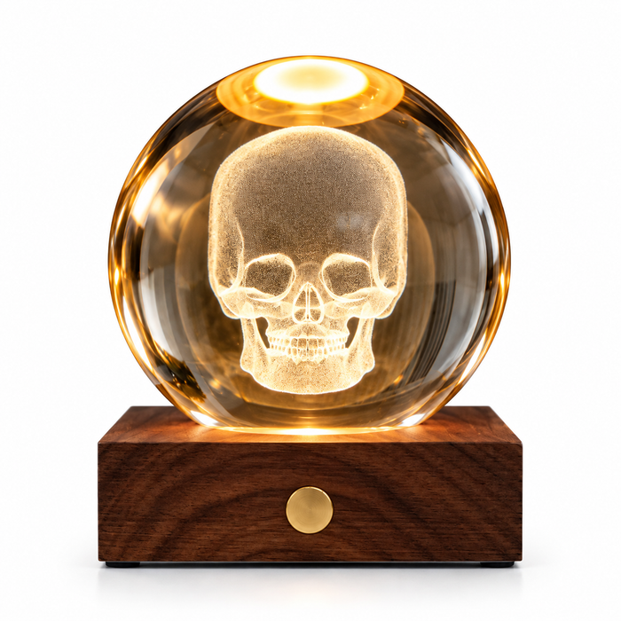Gingko Wooden 3D Amber Crystal Weighted Ball LED Light