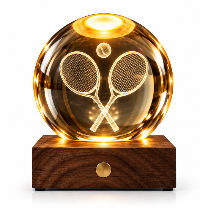 Gingko Wooden 3D Amber Crystal Weighted Ball LED Light