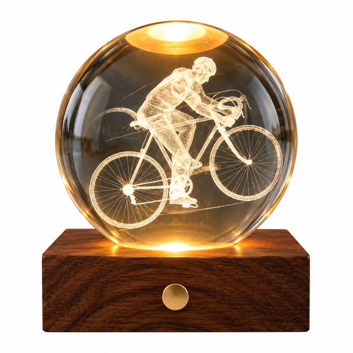 Gingko Wooden 3D Amber Crystal Weighted Ball LED Light