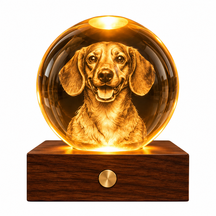 Gingko Wooden 3D Amber Crystal Weighted Ball LED Light
