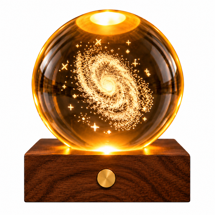 Gingko Wooden 3D Amber Crystal Weighted Ball LED Light