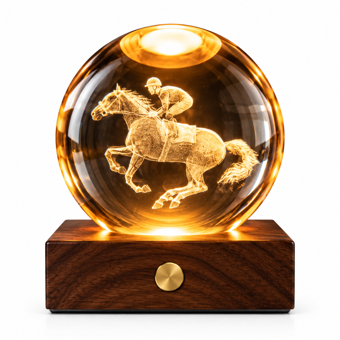 Gingko Wooden 3D Amber Crystal Weighted Ball LED Light
