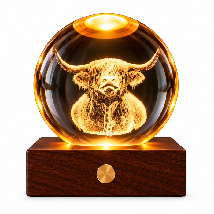 Gingko Wooden 3D Amber Crystal Weighted Ball LED Light