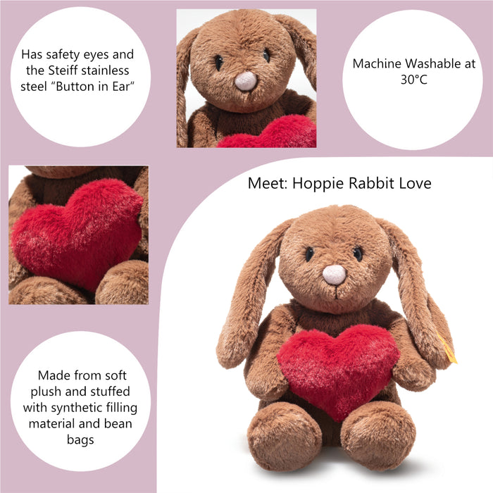 Steiff Hoppie Love Heart Brown Rabbit Soft Toy 16cm