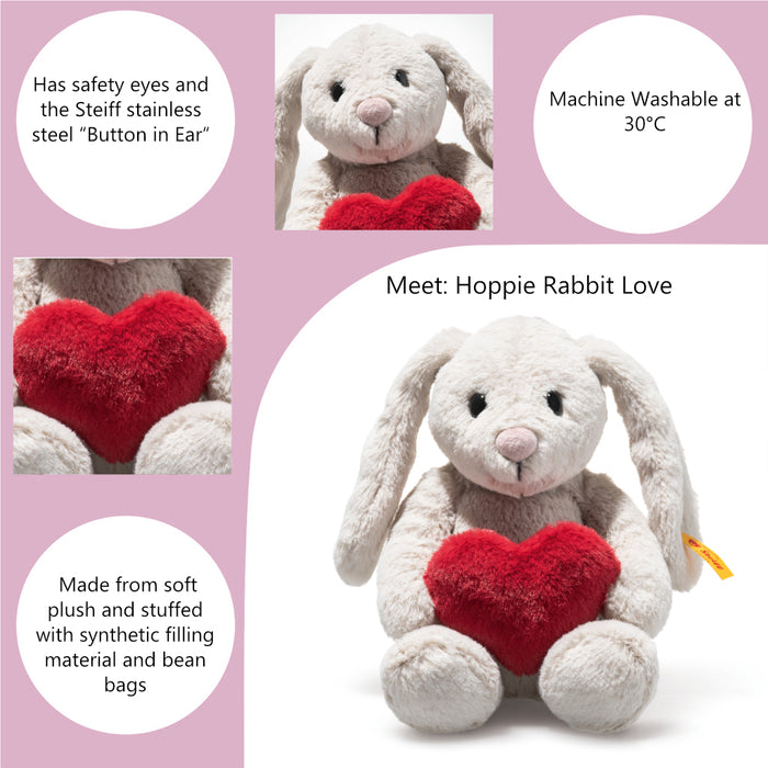 Steiff Hoppie Love Heart Grey Soft Toy 16cm