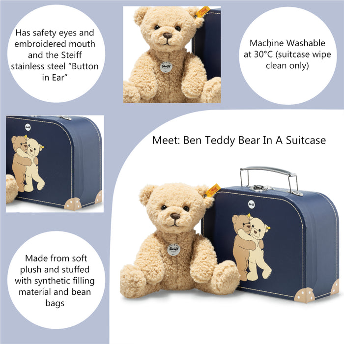 Steiff Ben Teddy Bear In A Suitcase 21cm