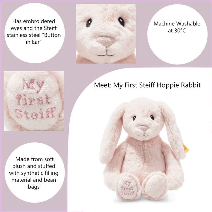 Steiff 'My First Steiff' Pink Hoppie Rabbit Soft Toy 26cm